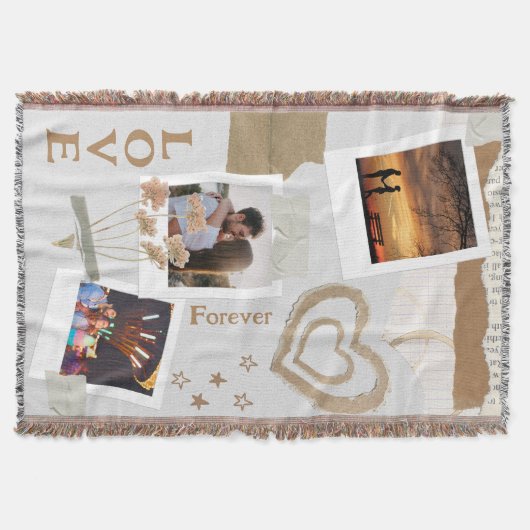 Rustic Scrapbook Romance with Hearts and Flowers Deken (Voorkant)