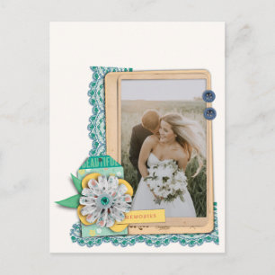 Rustic Scrapbook Weddenschap Foto bedankt Briefkaart