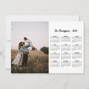 Rustic Script Family Foto 2026 Kalender 12 maanden Feestdagenkaart