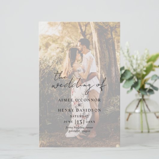 Rustic Script Foto Huwelijksprogramma (Staand voorkant)