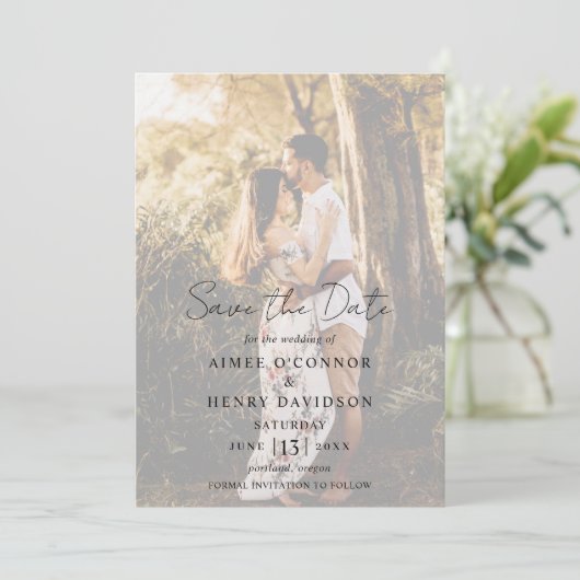 Rustic Script Foto Moderne Trouwdag Save The Date (Staand voorkant)