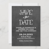 Rustic Script Krijtbord Huwelijk Zwart Save The Date (Achterkant)