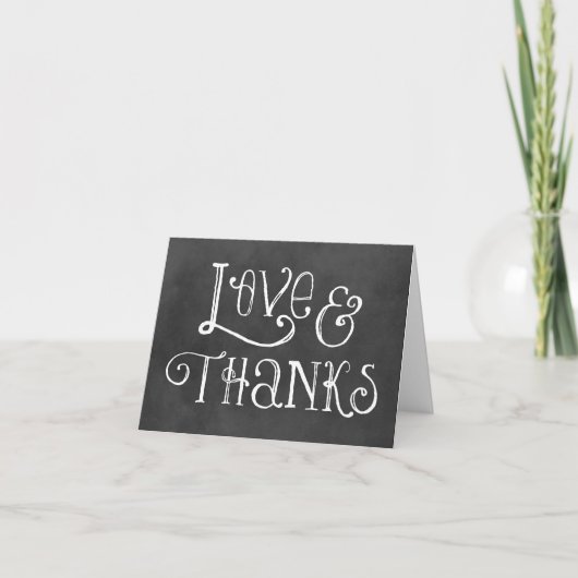 Rustic Script Love et Merci Chalkboard Mariage (Devant)