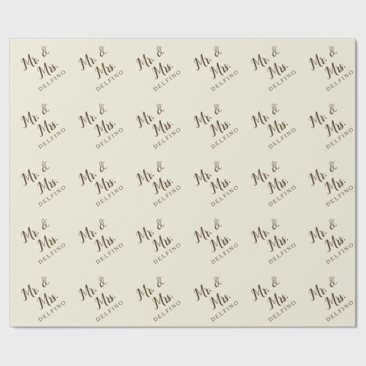 Rustic Script Pas getrouwd Mr Mrs. Net getrouwd Cadeaupapier (Vlak)