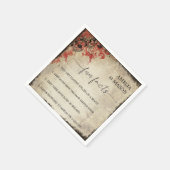 Rustic Script Red Floral Fun Facts Wedding  Servet (Hoek)