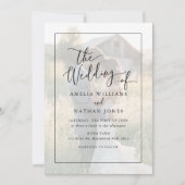 Rustic Script Wit Zwart Foto Bruiloft   Kaart (Voorkant)