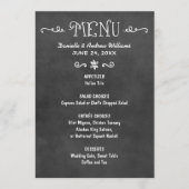 Rustic Script Zwarte Schoolbord Huwelijk Menu (Voorkant)