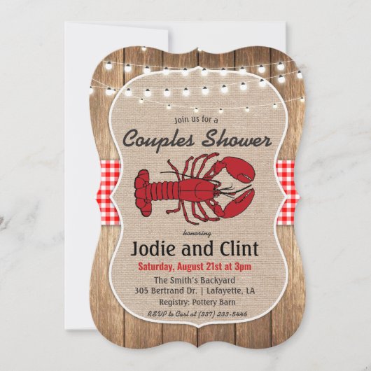 Rustic Seafood Boil Couples Douche Invitation (Devant)