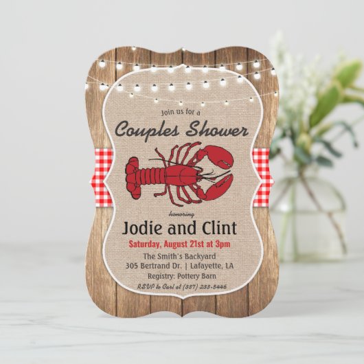 Rustic Seafood Boil Couples Douche Invitation (Debout devant)
