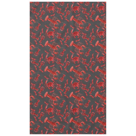 Rustic Seafood Pattern Dark Gray Crawfish Lobster Tafelkleed (Voorkant)