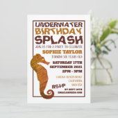 Rustic Seahorse, Aquatic Birthday Party Kaart (Staand voorkant)