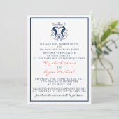 Rustic Seahorse Wedding Invitation - Marine en Kor Kaart (Staand voorkant)