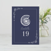 Rustic Seasnail Mariage bleu foncé Numéro de table (Debout devant)