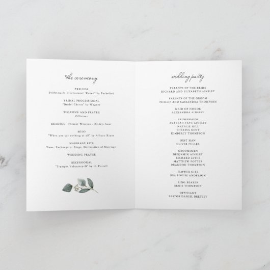 Rustic Seed Eucalyptus Wreath Wedding Booklet Programma (Binnen)