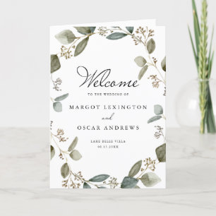 Rustic Seed Eucalyptus Wreath Wedding Booklet Programma