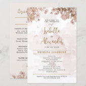 Rustic Sepia Floral - Programme de Mariage Vintage (Devant / Derrière)