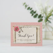 Rustic Shabby Chic Pink Victoriaans Damask Harteli Briefkaart (Staand voorkant)