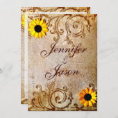 Rustic Shabby Chic Sunflower Brown Wedding Kaart (Voorkant / Achterkant)