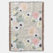 Rustic Shabby Roos Anemone Floral Throw Deken (Voorkant Verticaal)