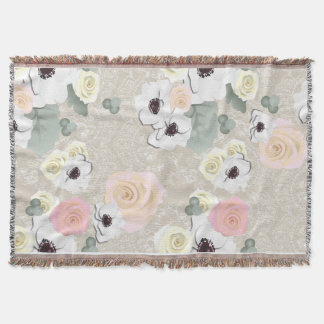 Rustic Shabby Roos Anemone Floral Throw Deken