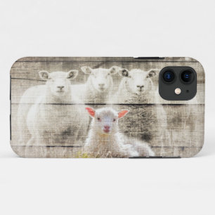 Rustic Sheep Baby Lamb Burlap iPhone 11 Hoesje