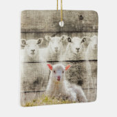 Rustic Sheep Baby Lamb Burlap Keramisch Ornament (Rechts)