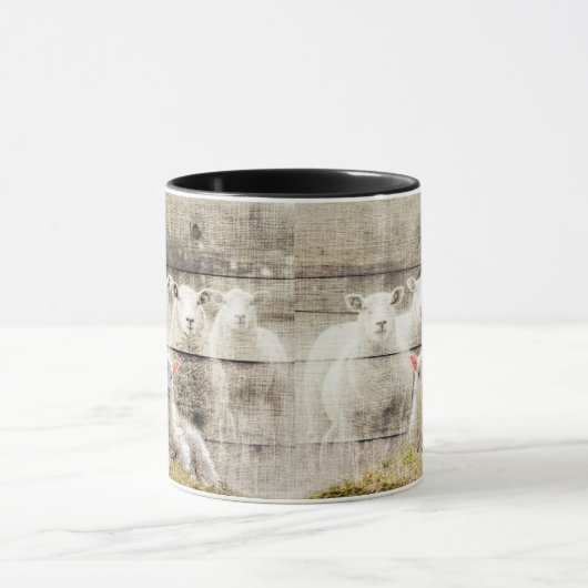 Rustic Sheep Baby Lamb Burlap Mok (Midden)