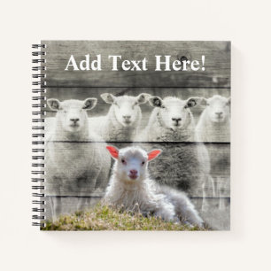 Rustic Sheep Baby Lamb Burlap Notitieboek