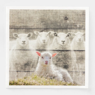 Rustic Sheep Baby Lamb Burlap Servet