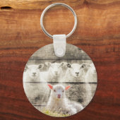 Rustic Sheep Baby Lamb Burlap Sleutelhanger (Voorkant)