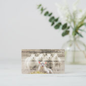 Rustic Sheep Baby Lamb Burlap Visitekaartje (Staand voorkant)