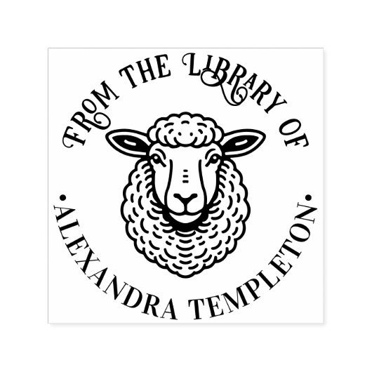 Rustic Sheep Head Library Boeknaam #1P Zelfinktende Stempel (Design)