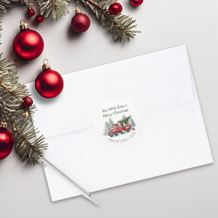 Rustic Sheep Red Truck Ronde Sticker