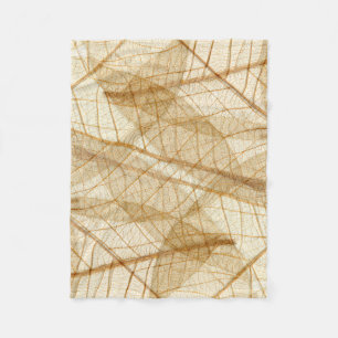 Rustic Sheer Cream Lace Leaves Fleece Deken