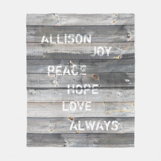 Rustic Shiplap Wood Plank Monogramed Name Quote Fleece Deken (Voorkant)
