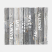 Rustic Shiplap Wood Plank Monogramed Name Quote Fleece Deken (Voorkant (Horizontaal))
