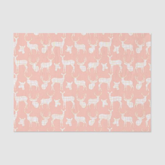 Rustic Silhouette Deer over roze weefselpapier Tissuepapier (Voorkant)