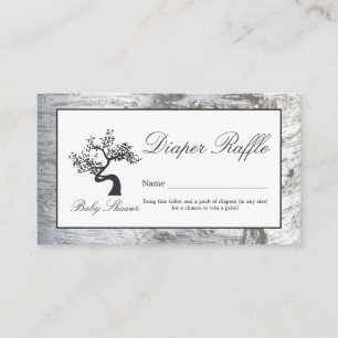 Rustic Silver Birch Tree Baby Diaper Raffle Ticket Informatiekaartje