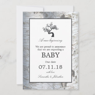 Rustic Silver Birch Tree Baby kondiging Aankondiging