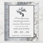 Rustic Silver Birch Tree Baby kondiging Wijn Etiket (Enkel label)