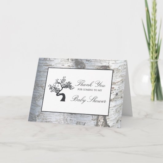 Rustic Silver Birch Tree Baby shower Bedankt (Voorkant)