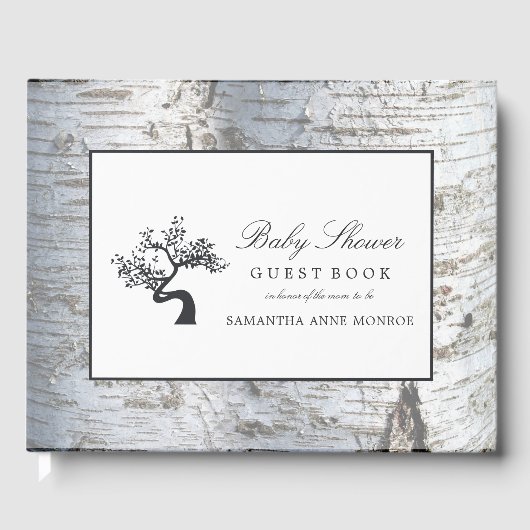 Rustic Silver Birch Tree Baby shower Gastenboek (Voorkant)