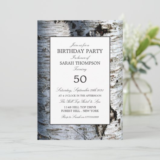 Rustic Silver Birch Tree, Birthday Kaart (Staand voorkant)