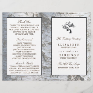 Rustic Silver Birch Tree Programme de mariage