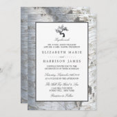Rustic Silver Birch Tree Wedding Kaart (Voorkant / Achterkant)