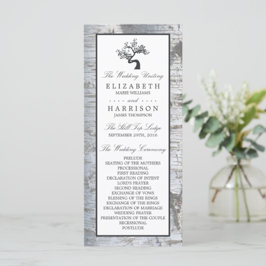 Rustic Silver Birch Tree Wedding Programme Programma (Staand voorkant)