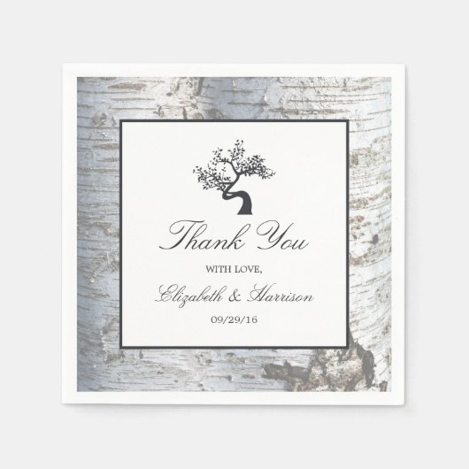 Rustic Silver Birch Tree Wedding Servetten (Voorkant)