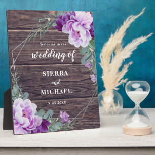 Rustic Silver en Paarse Floral Eucalyptus Wedding  Fotoplaat