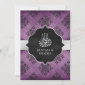 Rustic Silver Paars Black Damask Muslim Weduwen Kaart (Voorkant)