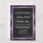 Rustic Silver Paars Black Damask Muslim Weduwen Kaart (Achterkant)